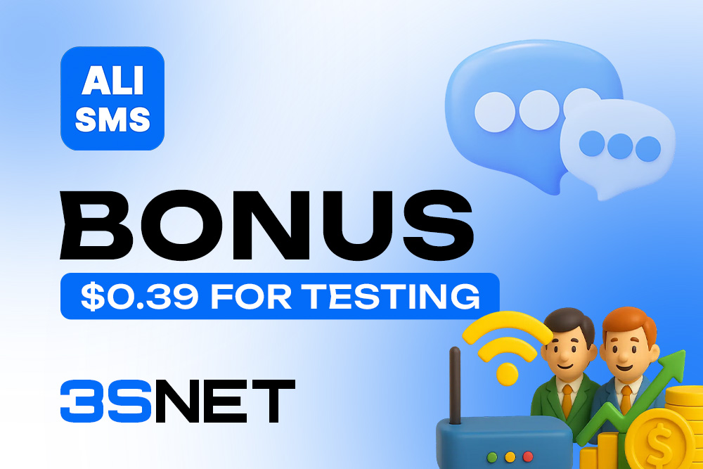 Use ALISMS.ORG promo code for $0.39 bonus on test balance! Perfect for SMS verification & virtual phone rentals! More on 3S.INFO