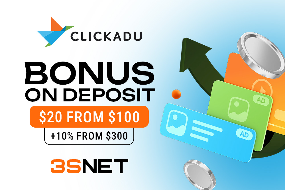 Clickadu Promo Code on 3SINFO: Bonus for Deposit Top-Up!