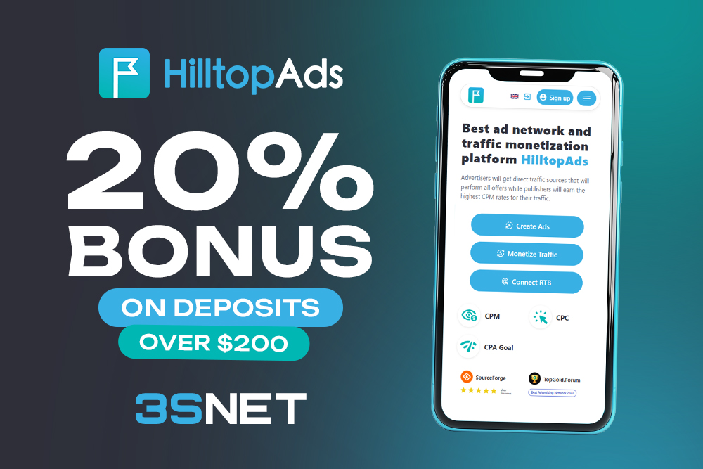 Enter the promo code HilltopAds SNTIGMNG in the tab "Add Funds" when depositing over $200 and get +20% bonus. More on 3SNET