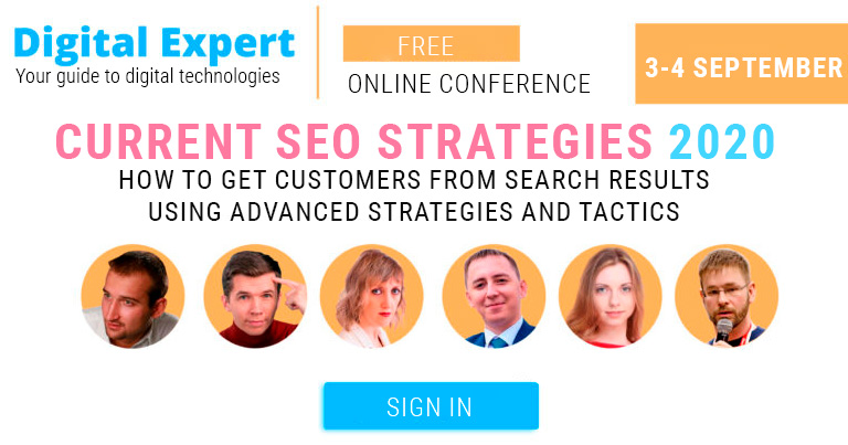 On September 3 and 4, online conference «Current SEO strategies 2020» will take place - 3snet